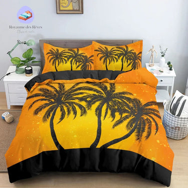 Housse de Couette Palmier Coucher de Soleil